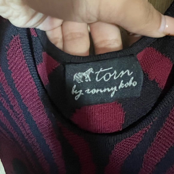 Torn by Ronny Kobo red and black Baroque Jacquard midi dress - Picture 3 of 3